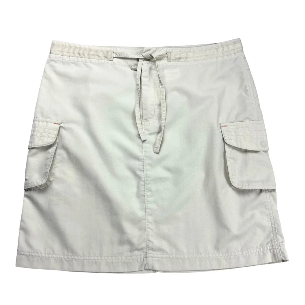 Columbia Womens Medium Beige Nylon Cargo Skirt Outdoor Hiking Drawstring Waist